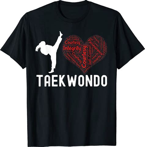 I Love Taekwondo 5 Tenets Of Tae Kwon Do T Shirt Clothing Shoes And Jewelry