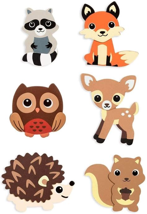 Natural Wood Painted Woodland Creatures Cutouts Set Of 6 Animal