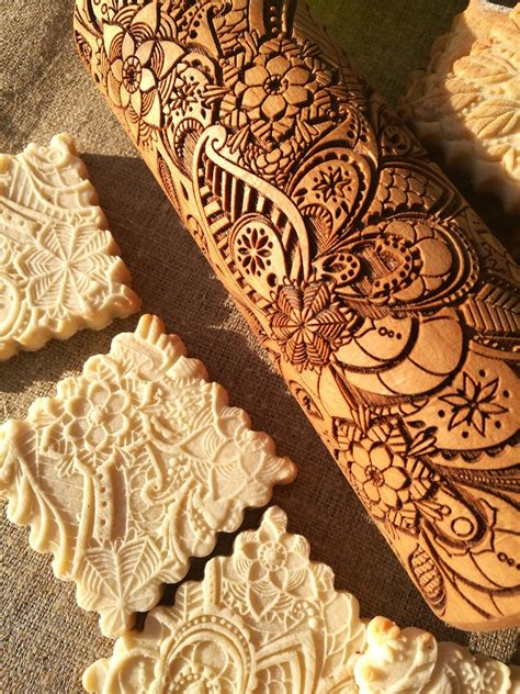 Paisley Engraved Rolling Pin Embossed Dough Roller Carved Etsy
