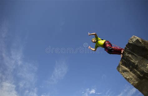 Jump Off A Cliff Stock Photo Image Of Moving Adventure 76505092