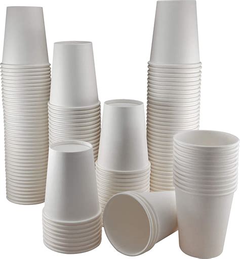 Paper Cups 8 Oz Bulk 200 Count White Disposable Hot And