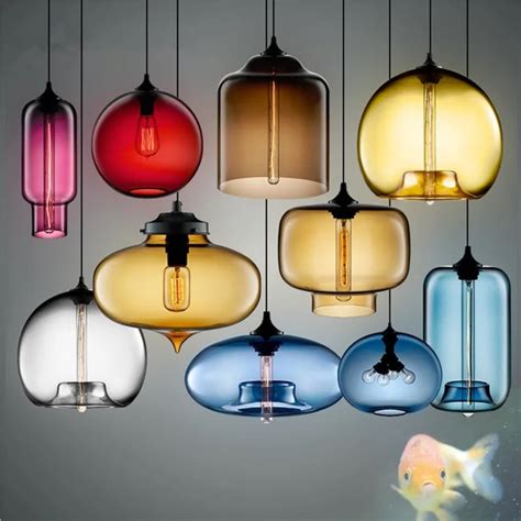 Artpad Multi Color Stained Clear Glass Pendant Light Lamp For Dining Room Bar Coffee Hotel