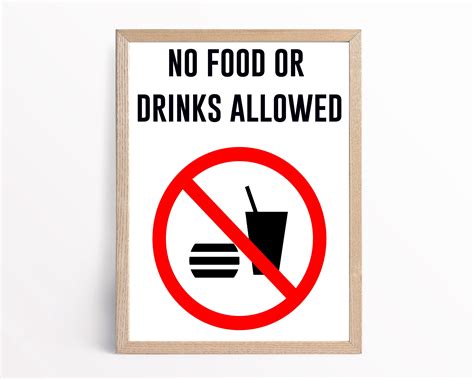 Printable No Food Or Drinks Allowed Sign No Food Or Drink Sign No
