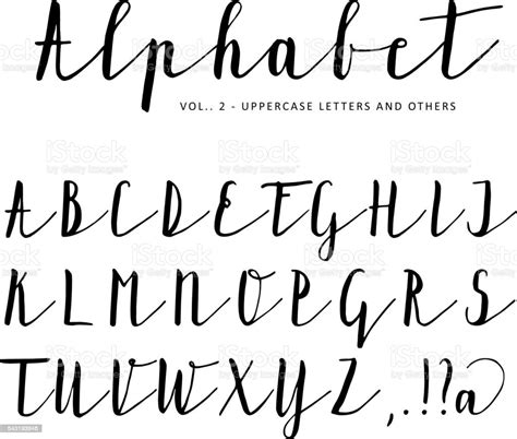 Hand Drawn Vector Alphabet Font Isolated Letters Written With Ink Stock