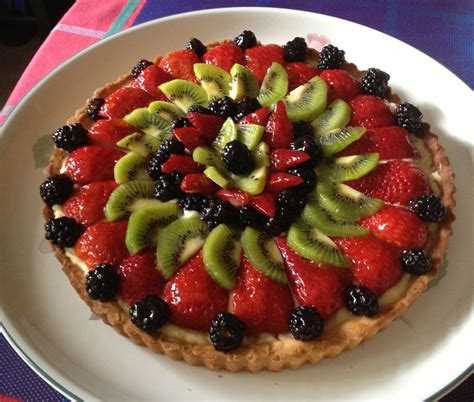 Mothers Day Fruit Tart With Shortbread Crust And Vanilla Pastrycream