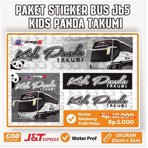 Jual Paket Stiker Bus Kids Panda Takumi Jb 5 Jetbus 5 Sticker Bus