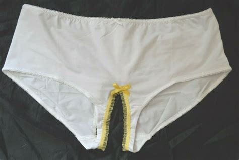 White Open Bottom Knickers Crotchless Silky Panties 12 Etsy