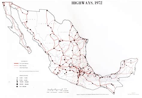 Mapa De Carreteras De México 1972 Tamaño Completo