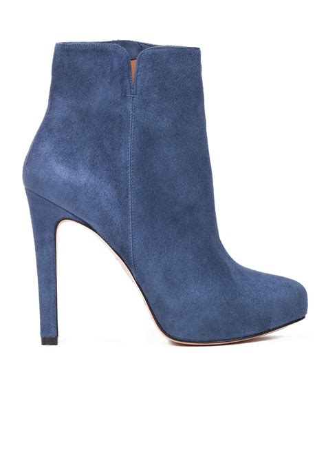 high heel ankle boots in blue suede online shoe store pura lopez pura lopez