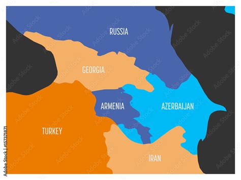 Map Of Caucasian Region With States Of Georgia Armenia Azerbaijan