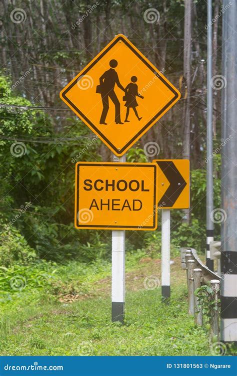 The Sign School Ahead Stock Image Image Of Zone Drive 131801563