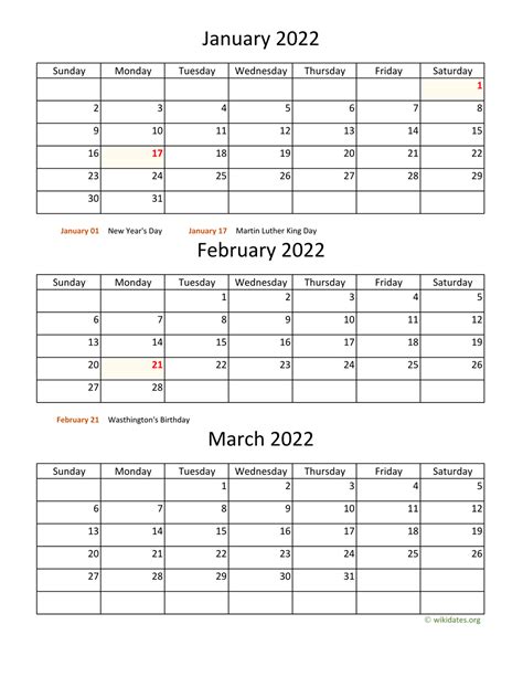 Printable Calendar 2022 Month Per Page