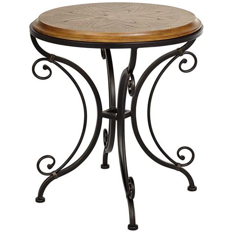 Leda 22 14 Wide Gold Brushed Black Round Accent Table 32m67