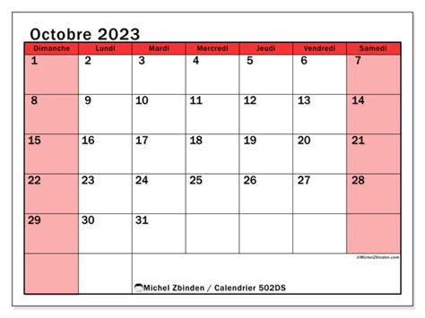 Calendrier Octobre 2023 à Imprimer “502ds” Michel Zbinden Ch