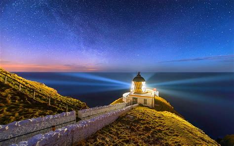 Hd Wallpaper Scotland Neist Point Skye Island Lighthouse Sunset