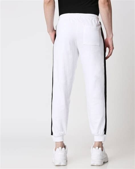 White Mens Casual Solid Jogger Pants
