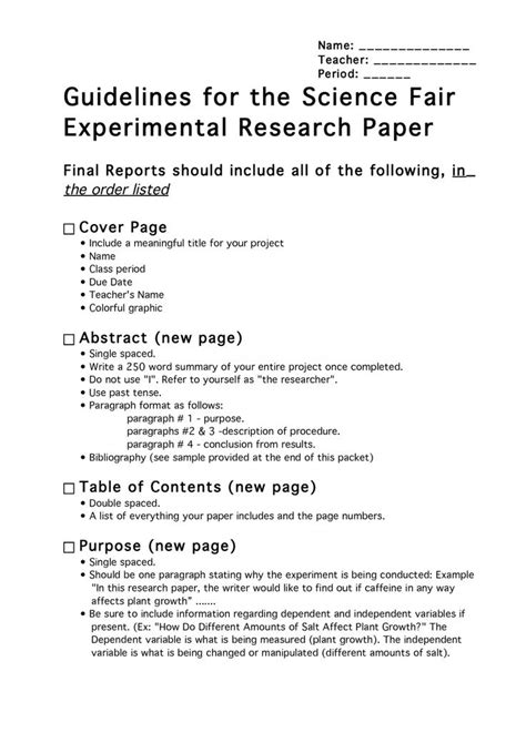 When you google science fair projects for example at the book. Editable Example High School Science Fair Research Paper with Research Project Report Template ...