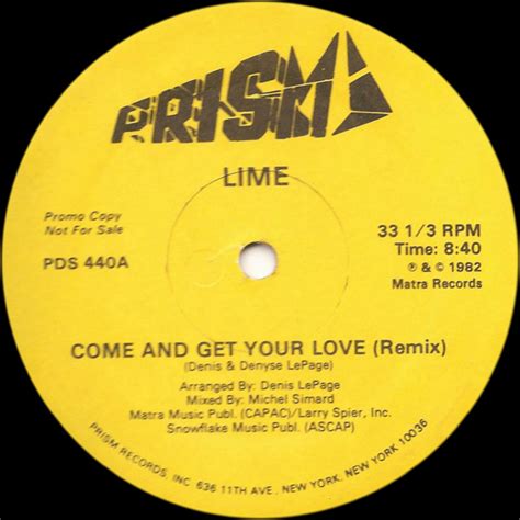 Lime Come And Get Your Love 1982 Vinyl Discogs