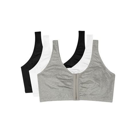 Fruit Of The Loom Womens Comfort Front Close Sports Bra 3 Pack