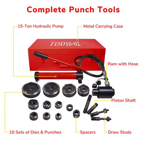 Yescom 15 Ton Hydraulic Punch Driver Kit Manual Hole Knockout Puncher