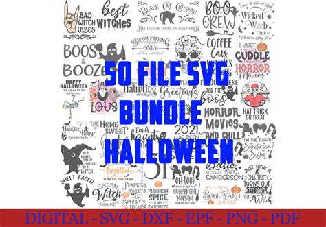 50 File Halloween Svg Bundle Halloween Svg Fall Svg Autumn Etsy