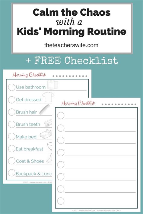 Calm The Chaos With A Kids Morning Routine Free Checklist The