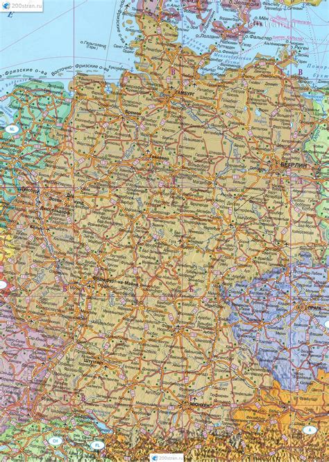 Большая подробная карта Германии на русском языке