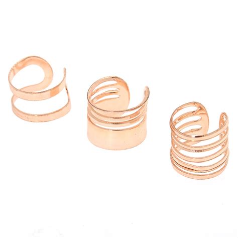 Rose Gold Wire Ear Cuffs 3 Pack Claires
