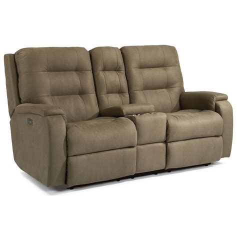 Flexsteel Arlo 2810 601 Contemporary Reclining Console Loveseat With