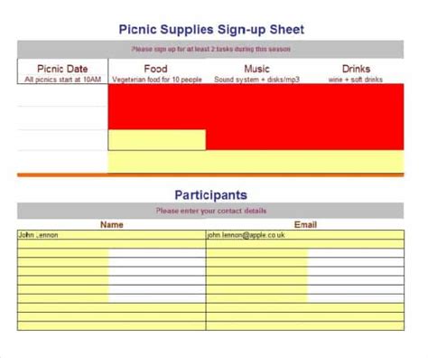 9 Free Sign Up Sheet Templates Word Excel Formats
