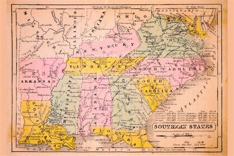 Southern States Of United States 1852 Antique Style Map Poster 18x12 Inch 718472517567 Ebay