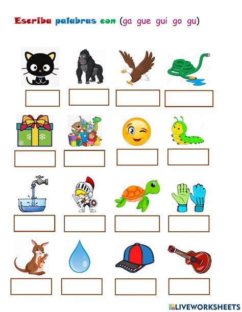 Palabras Con Ga Gue Gui Go Gu Worksheet Spanish Lessons For Kids
