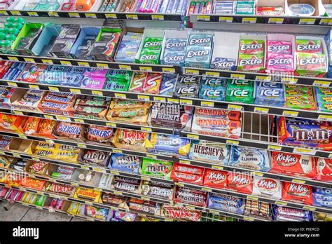 Convenience Store Candy Display Sale Chocolate Bars Junk Food Hi Res