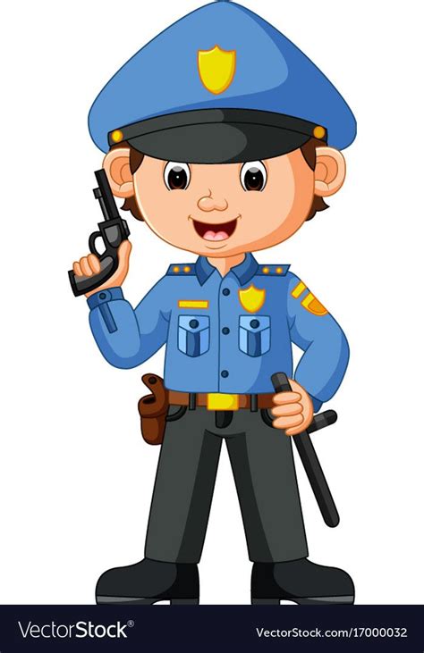 Cute Policeman Cartoon Royalty Free Vector Image Community Helpers
