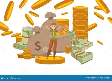Pop Art Rich Woman Throwing Dollar Banknotes Cartoon Vector