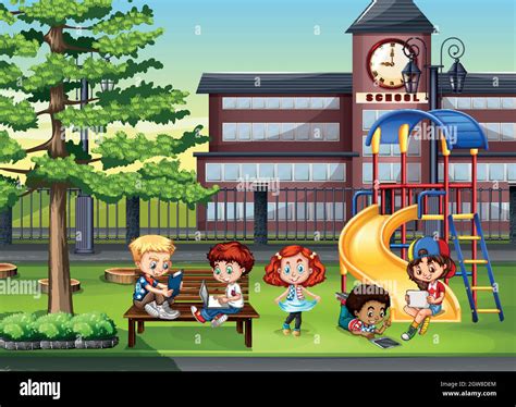 Young School Girls Playground Stock Vector Images Alamy
