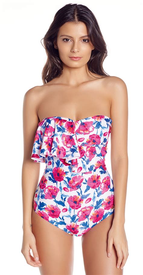 Multi Position Floral One Piece Swimsuit With Ruffle Bloom Saha