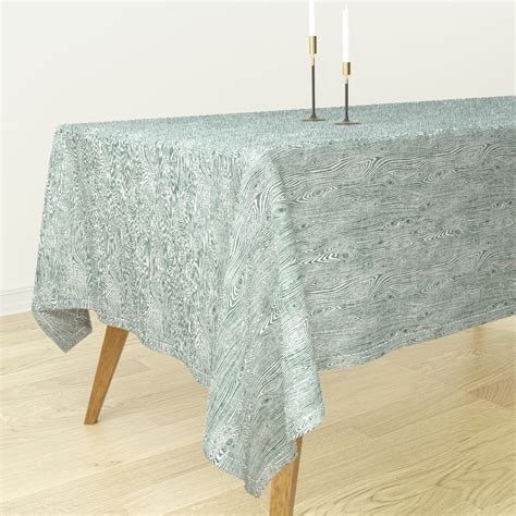 Tablecloth Woodgrain Green Woodland Wood Texture Grain Turquoise Cotton