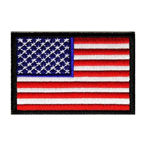 Embroidered 3 Inch American Flag Black Border Iron On Sew On Patch