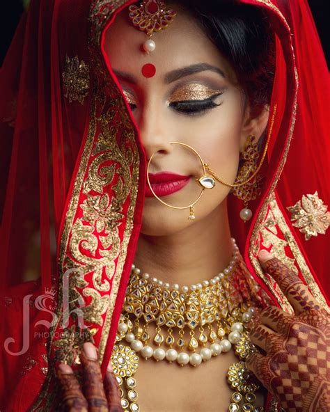 Editorial Photo Shoot By Jsk Photography Traditional Red Lengha Indian Bride Model Nose Ring