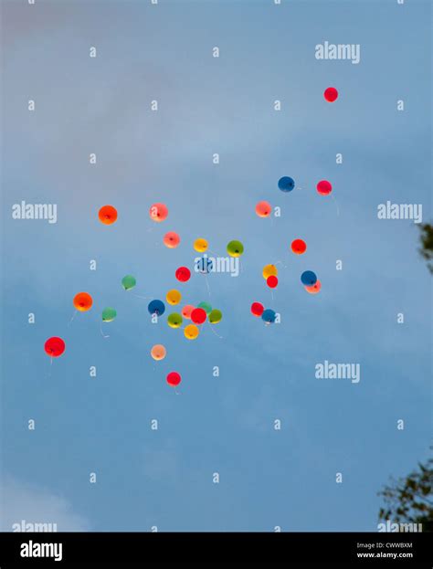 Bunch Of Balloons Floating In Sky Stock Photo Alamy