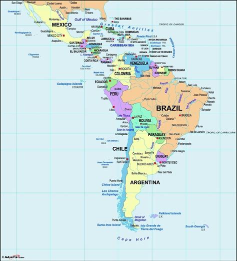 Central And Latin America Map Map