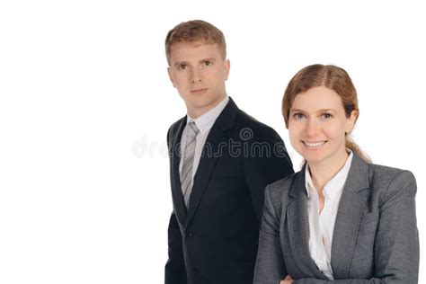 Two Persons In Suits Standing Stock Image Image Of Portrait Smile