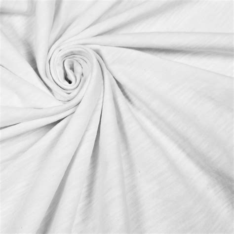 White Solid Slub Cotton Spandex Jersey Knit Fabric Per Yard Etsy