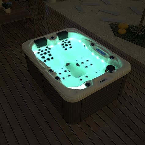 3 Person Outdoor Hydrotherapy Hot Tub Bath Bathtub Whirlpool Spa With 51 Jets And 23 Color Leds