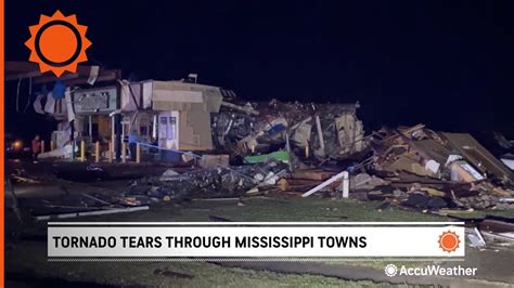Destructive Tornado Tears Through Mississippi Towns Accuweather Youtube