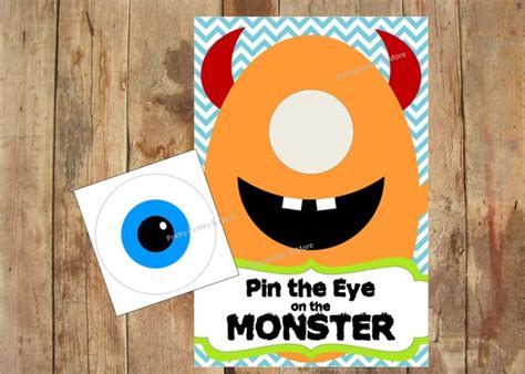 Pin The Eye On The Monster Game Digital Files Only Monster