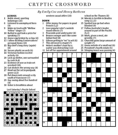 Free Printable La Times Crossword Puzzles