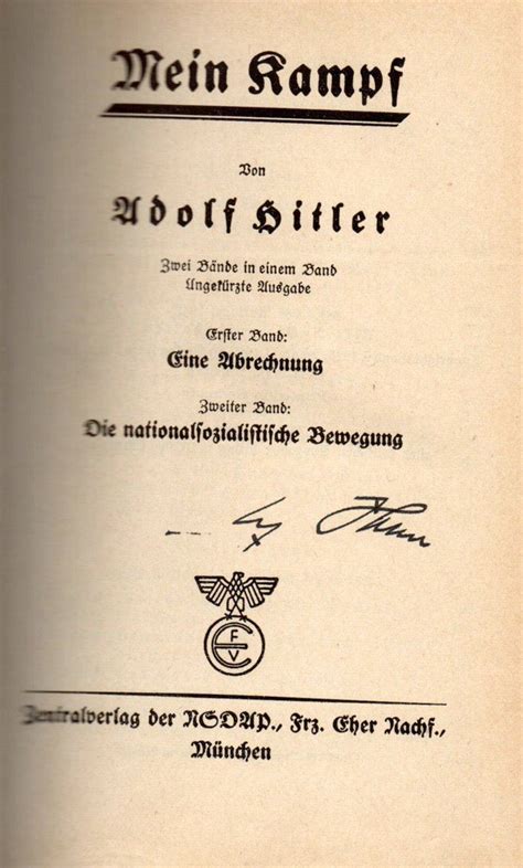 Adolf Hitler Signed Mein Kampf 1939 Edition