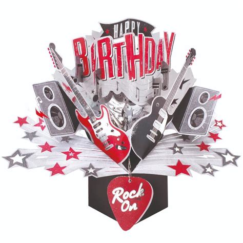Happy Birthday Rock Guitar Pop Up Greeting Card Cards